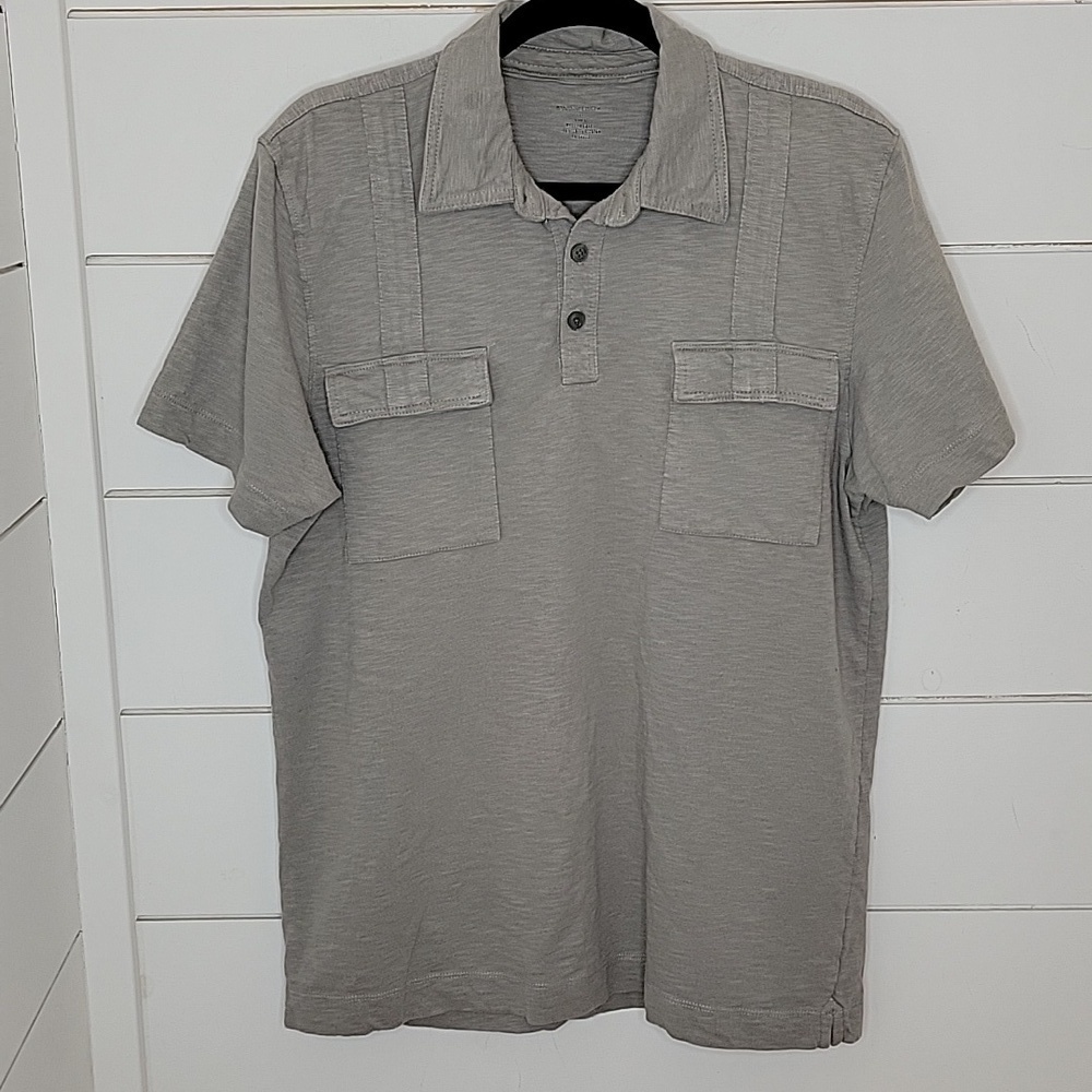 BANANA REPUBLIC large grey green polo type shirt